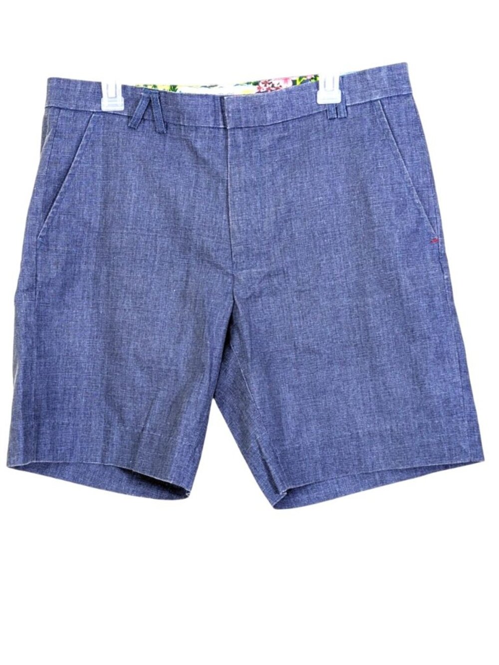 Tabs Linen Blend Bermuda Chino Short Mens Size 34 Blue Beach Boat Coastal Summer